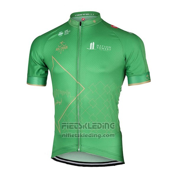 2017 Fietskleding Abu Dhabi Tour Groen Korte Mouwen en Koersbroek